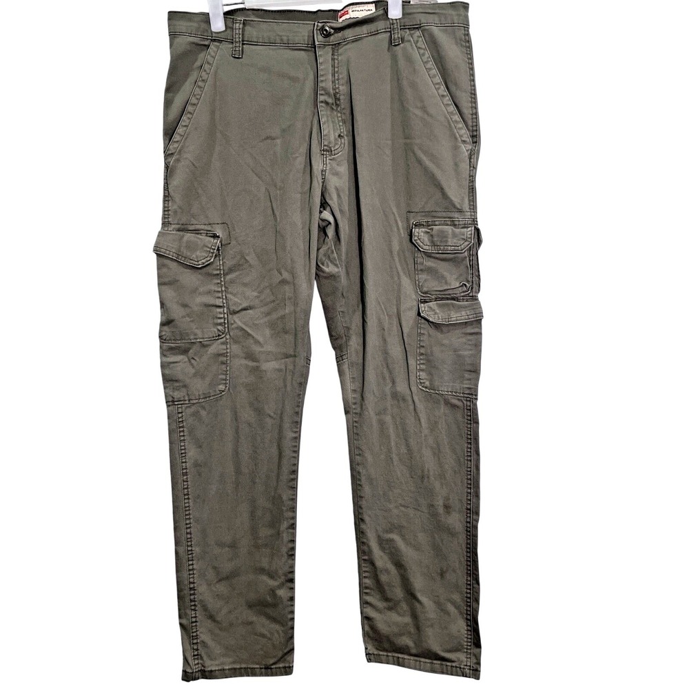 Wrangler Cargo Pants Mens 36x30 Green Regular Taper 70SYWST Stretch Utility Work